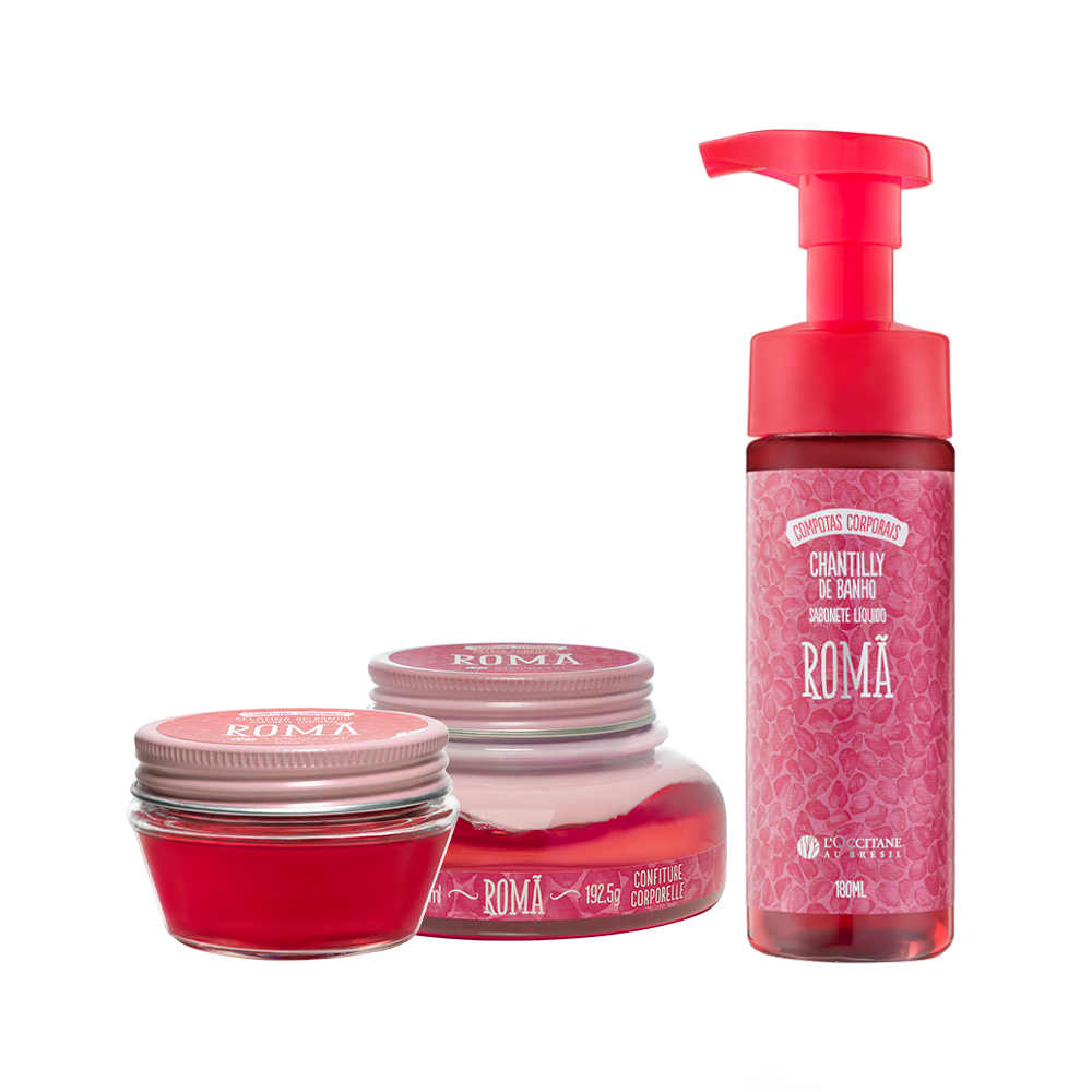 Combo Banho e Hidratação Romã: Chantilly, Gelatina e Geleia Hidratante